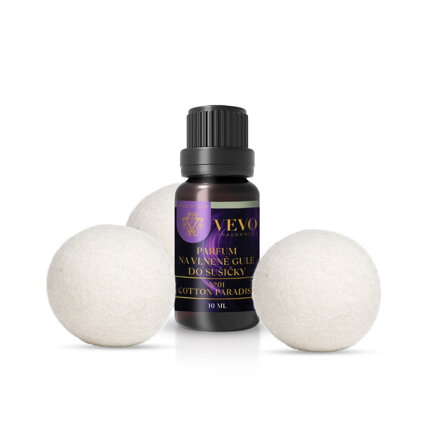 Vlněné koule + Vevo Premium No.01 Cotton Paradise 10ml